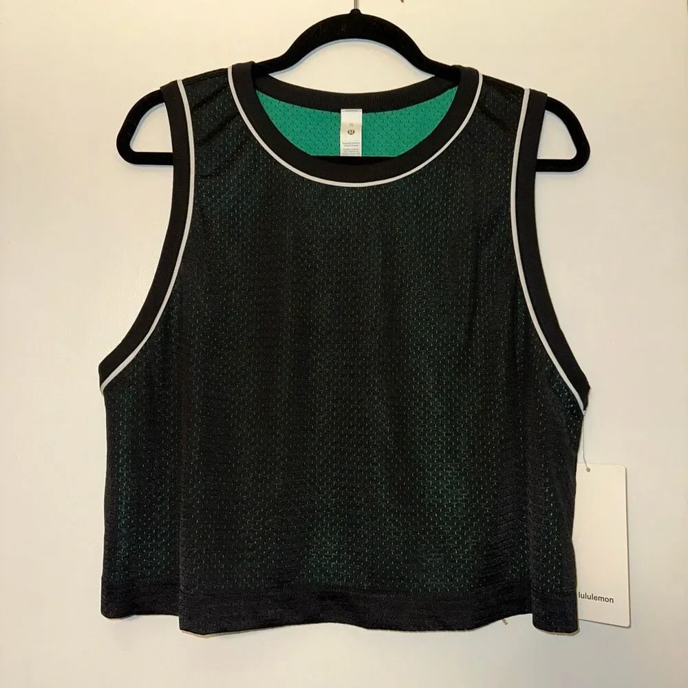 Lululemon Womens XL Double Layered Reversible Mesh Tank Top Green Black NWT